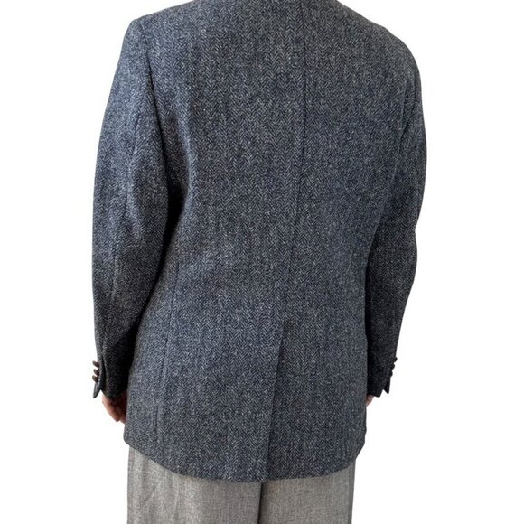 Vintage Harris Tweed Blue Gray Wool Woven in Scotland Sport Coat Blazer 40R - Picture 8 of 9